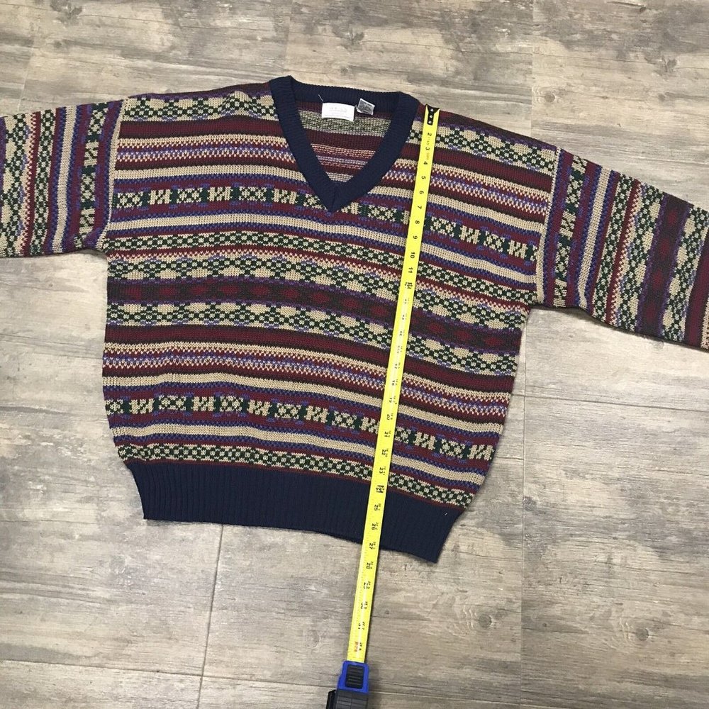 Vintage Sears Men's Store Sweater Size XL Multicolor Blue Grandpa‎ Acrylic - Picture 8 of 10